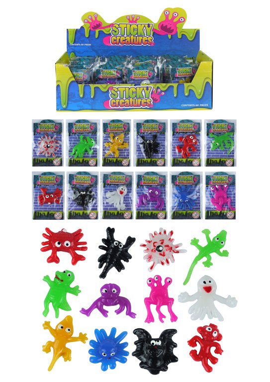 Sticky Creatures (5-6cm) 12 Assorted Colours and Designs