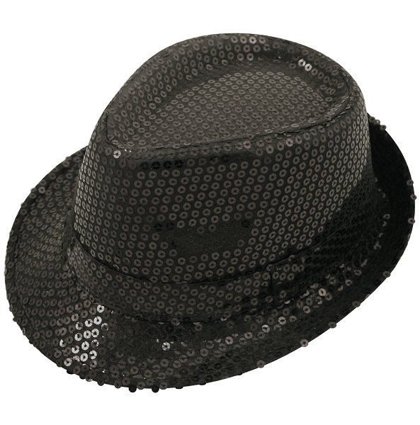 Black Sequin Gangster Hat (Adult)