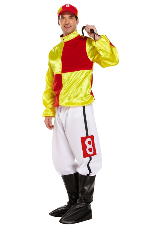 Red and Yellow Jockey (One Size) Adult Fancy Dress Costume