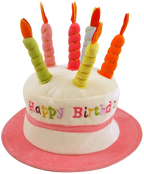 Happy Birthday Cake Hat (Pink) with Candles