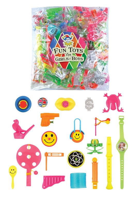100 Piece Assorted Toy Bags (Various Toys Included) Trade