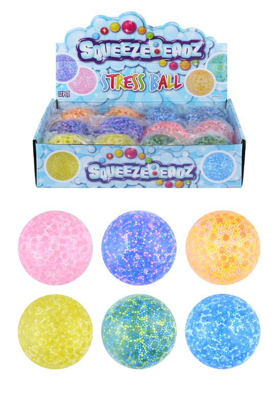 Squeeze Stress Balls with Beads (7cm) 6 Assorted Designs