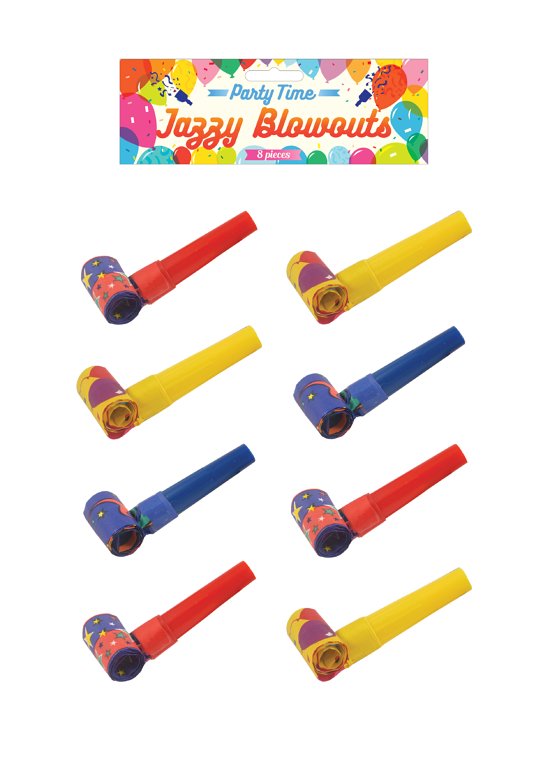 Jazzy Party Blowouts (4cm) 3 Assorted Colours