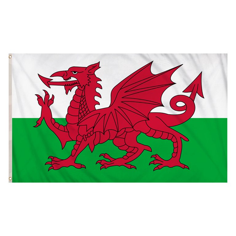 Wales Flag (5ft x 3ft) Polyester, double stitched seam, metal eyelets