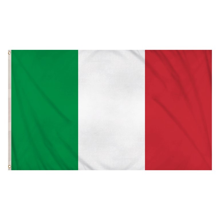 Italy Flag (5ft x 3ft) Polyester, double stitched seam, metal eyelets