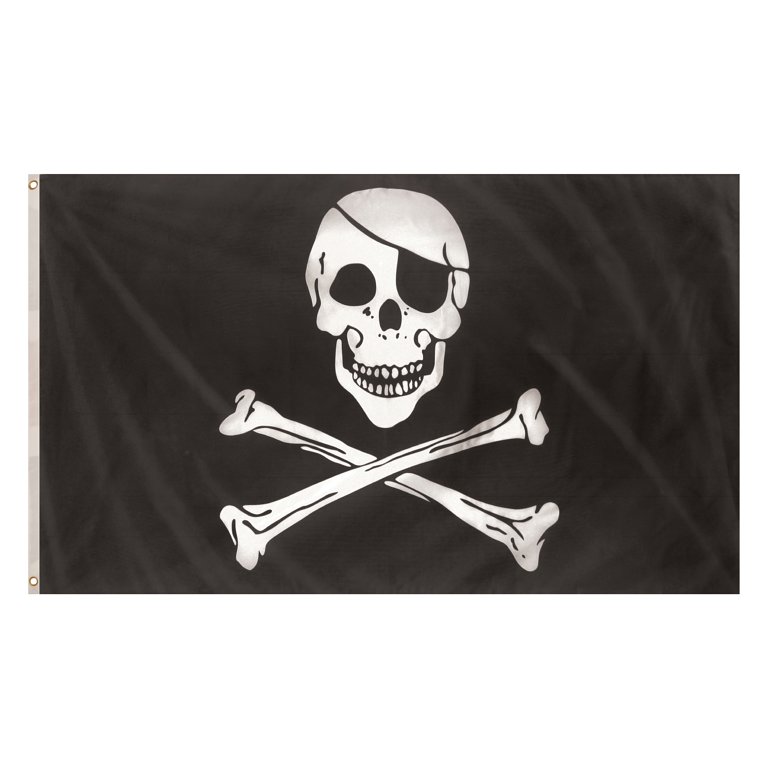 Jolly Roger Pirate Flag (5ft x 3ft) Polyester, double stitched seam, metal eyelets