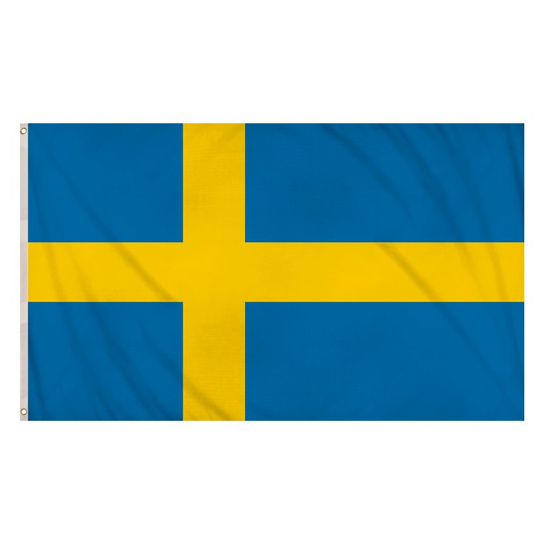 Sweden Flag (5ft x 3ft) Polyester, double stitched seam, metal eyelets