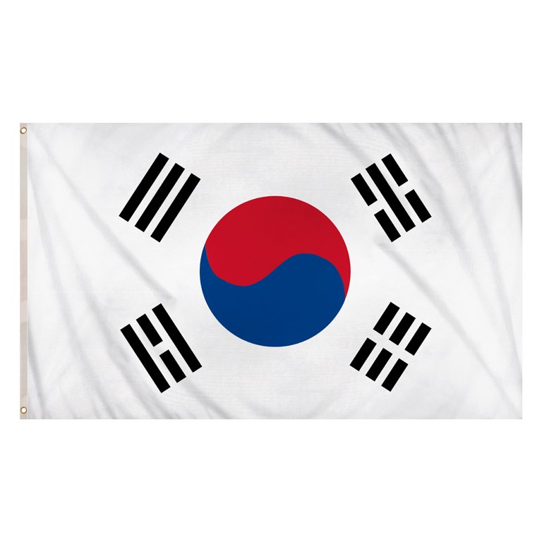 South Korea Flag (5ft x 3ft) Polyester, double stitched seam, metal eyelets