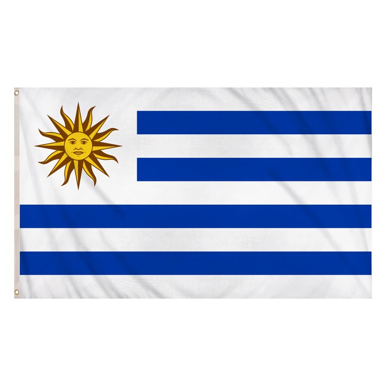 Uruguay Flag (5ft x 3ft) Polyester, double stitched seam, metal eyelets