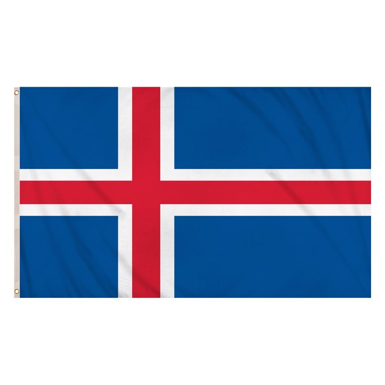 Iceland Flag (5ft x 3ft) Polyester, double stitched seam, metal eyelets