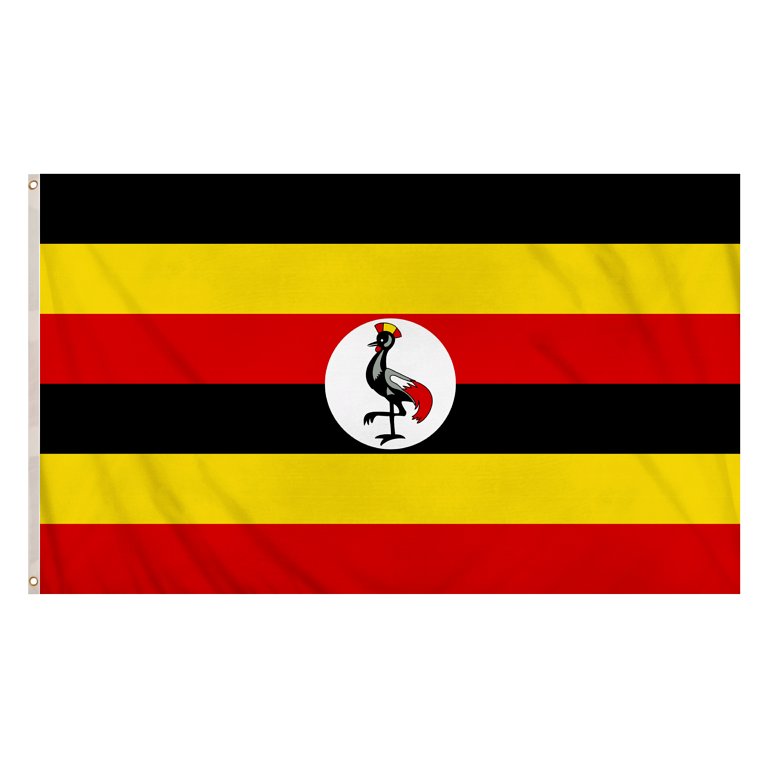 Uganda Flag (5ft x 3ft) Polyester, double stitched seam, metal eyelets