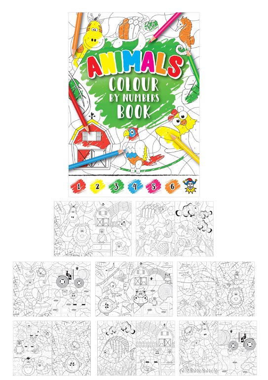 Mini Animal Colour-By-Numbers Colouring Books (10.5cm x 14.5cm)