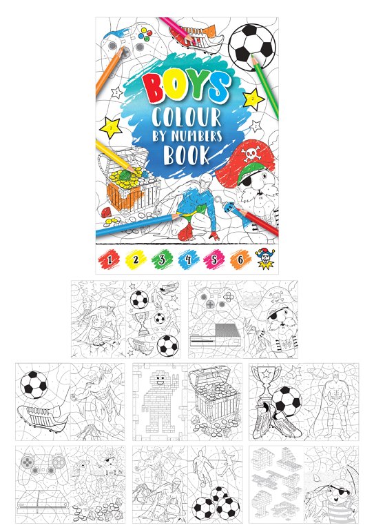 Mini Boys Colour-By-Numbers Colouring Books (10.5cm x 14.5cm)