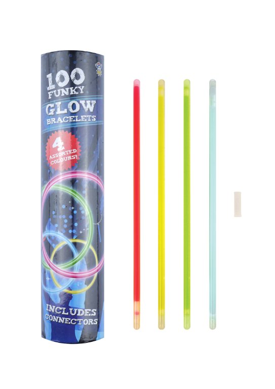 Tube of Glow Bracelets (100pcs) 4 Assorted Colours