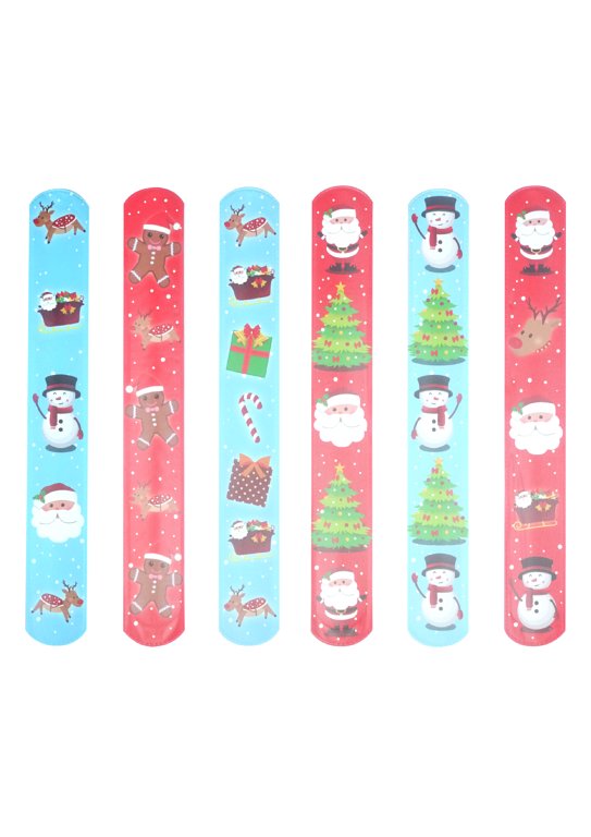 Christmas Snap Bracelets with Print (6 Assorted Designs)