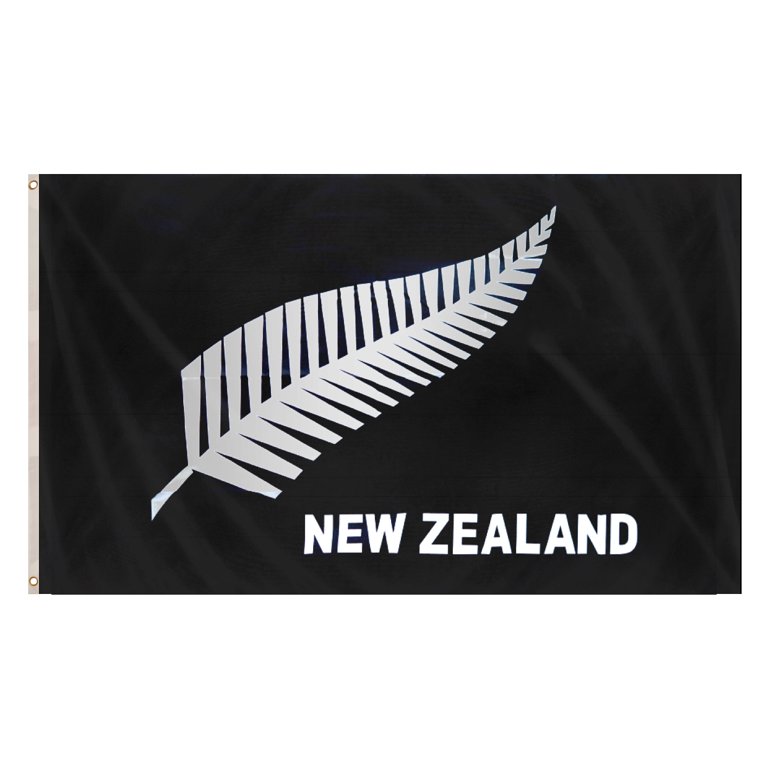 New Zealand Silver Fern Flag (5ft x 3ft) Polyester, Double-Stitched Seam, Metal Eyelets