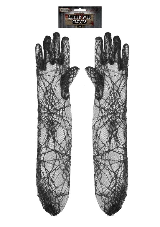 Black Spider Web Gloves (53cm)