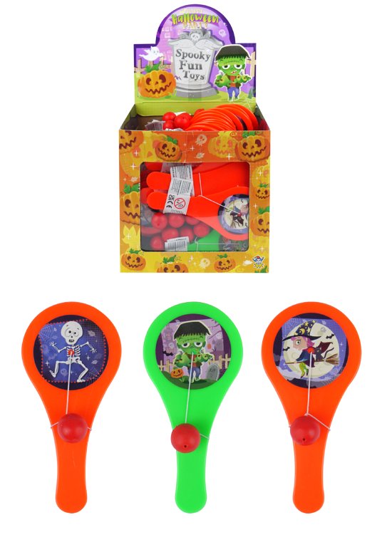 Halloween Mini Paddle Bat and Ball Games (12cm) 3 Assorted Designs