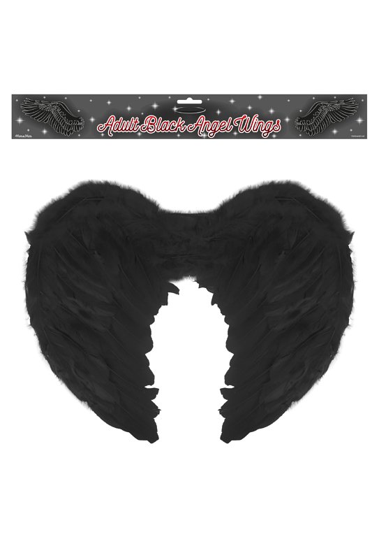 Adult Black Angel Feather Wings (44cm x 34cm)