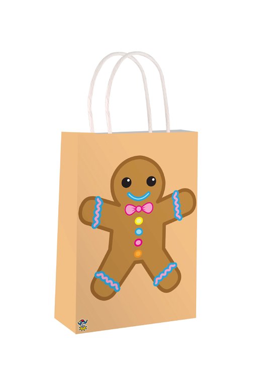 Gingerbread Man Christmas Paper Party Bag with Handles
