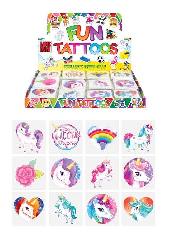 Mini Unicorn Temporary Tattoos (4cm) 12 Piece Packs