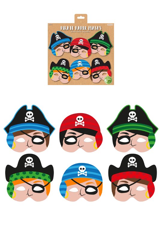 Pirate Paper Masks (6 Assorted Designs)
