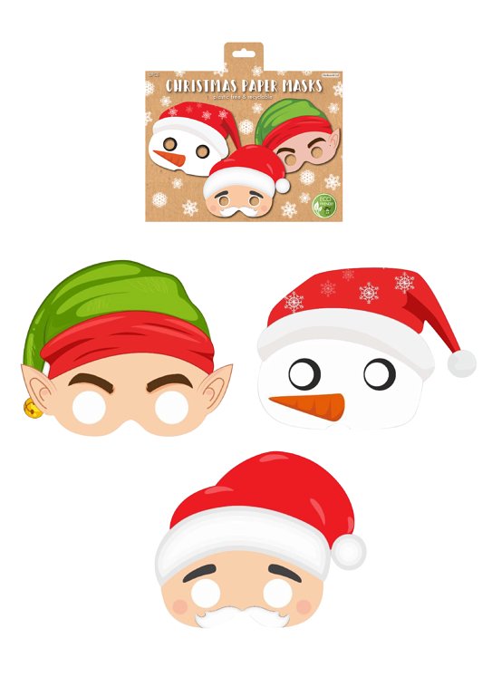 Christmas Paper Masks (3 Assorted Designs)