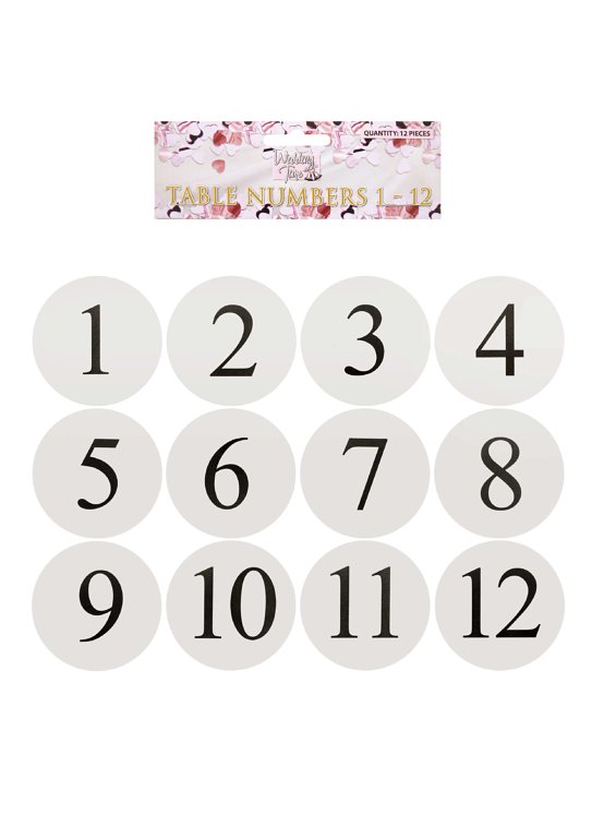 White Table Number Cards 12-Pack (12.7cm)