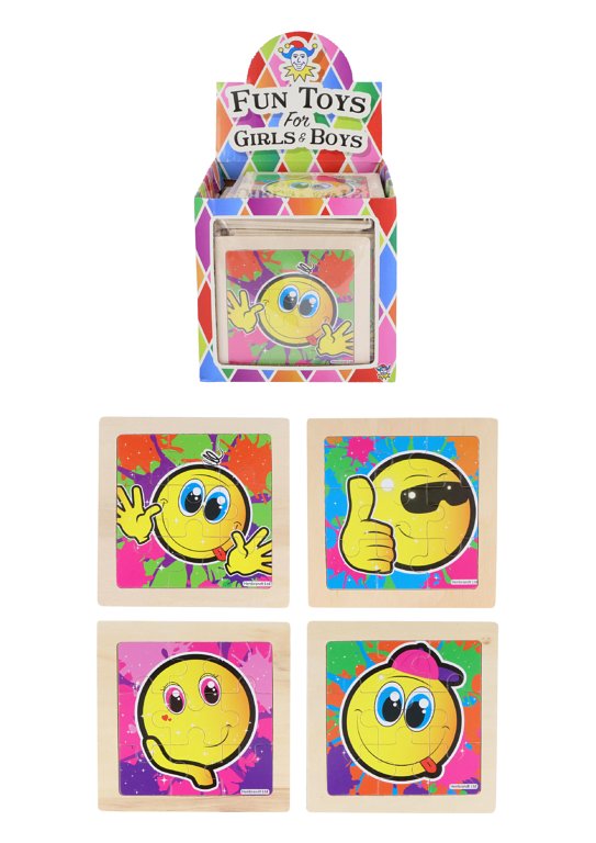 Wooden Yellow Smile Mini Jigsaw Puzzle (11cm) 4 Assorted Designs