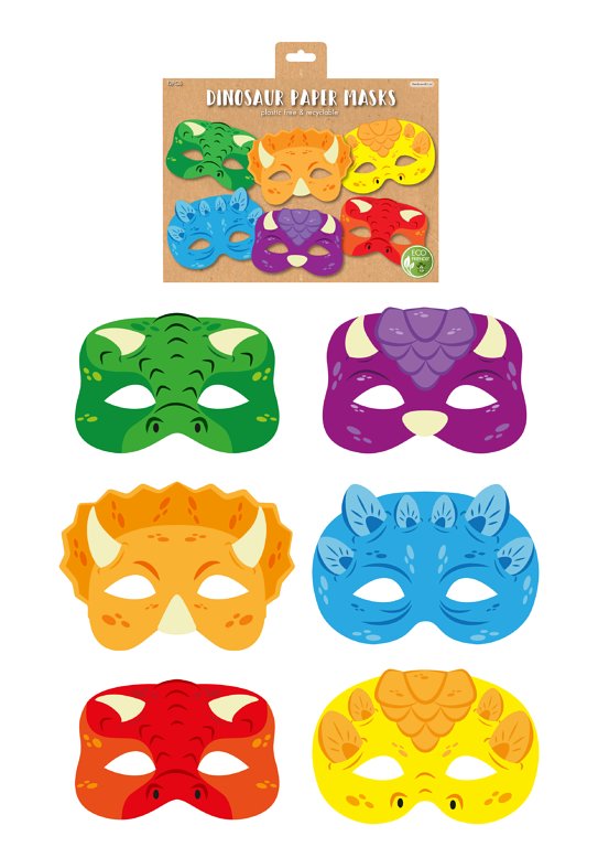 Dinosaur Paper Masks (6 Assorted Designs)