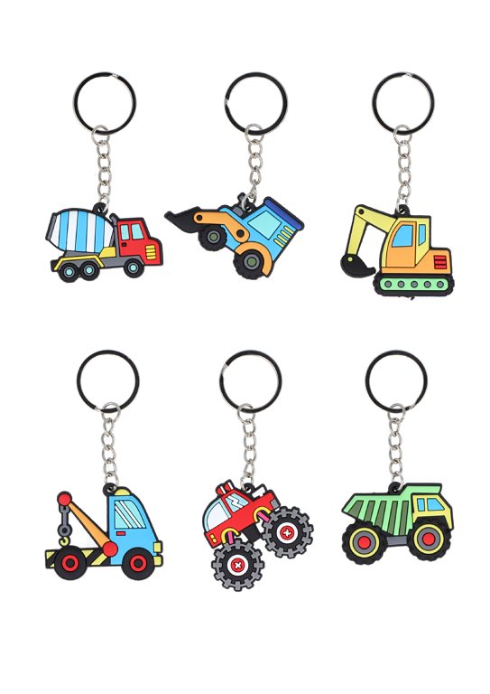 Construction Vehicle Keychains (5cm) 6 Assorted Designs