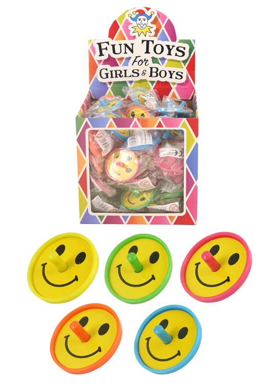 Smile Spinning Tops (4cm) 5 Assorted Colours