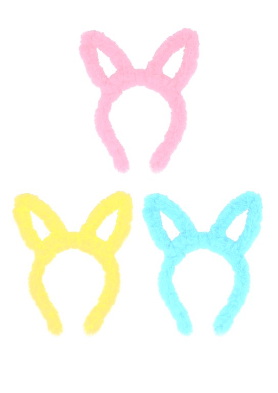 Fluffy Bunny Ears Headband (25cm x 19cm) 3 Assorted Colours