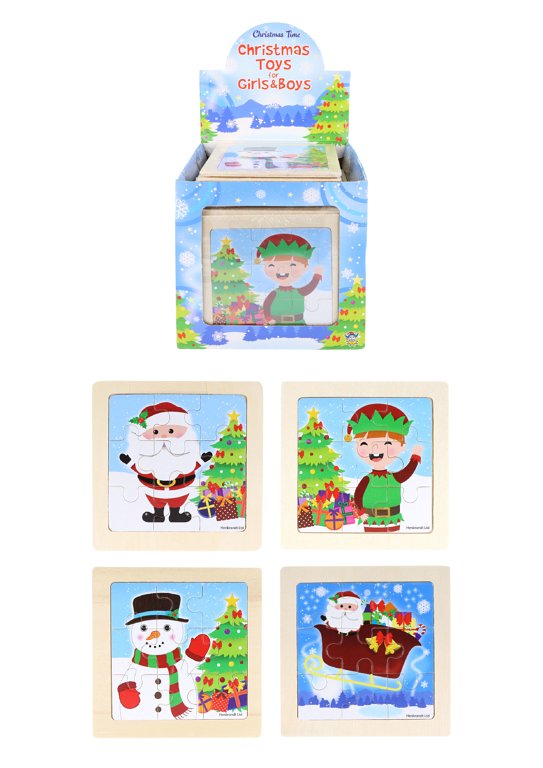 Wooden Christmas Mini Jigsaw Puzzle (11cm) 4 Assorted Designs