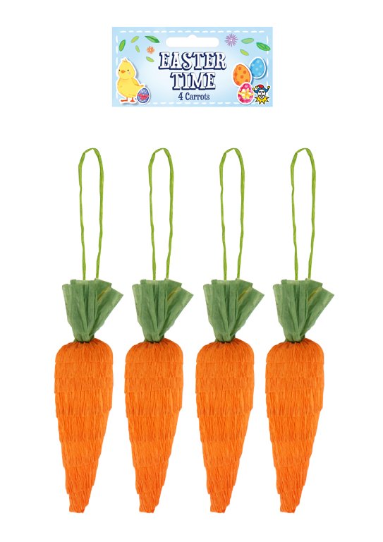 Easter Carrots with Green Paper Rope (6.5cm x 2cm) Easter Party Decorations