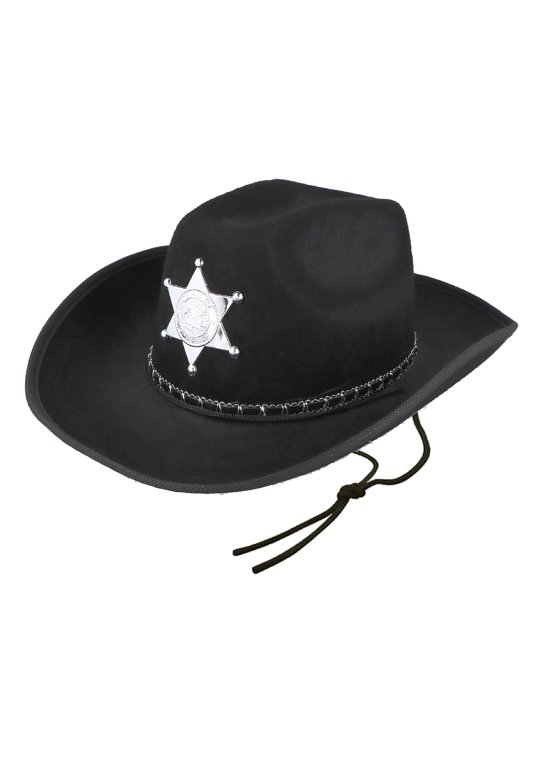 Black Cowboy Sheriff Hat with Star (Adult)