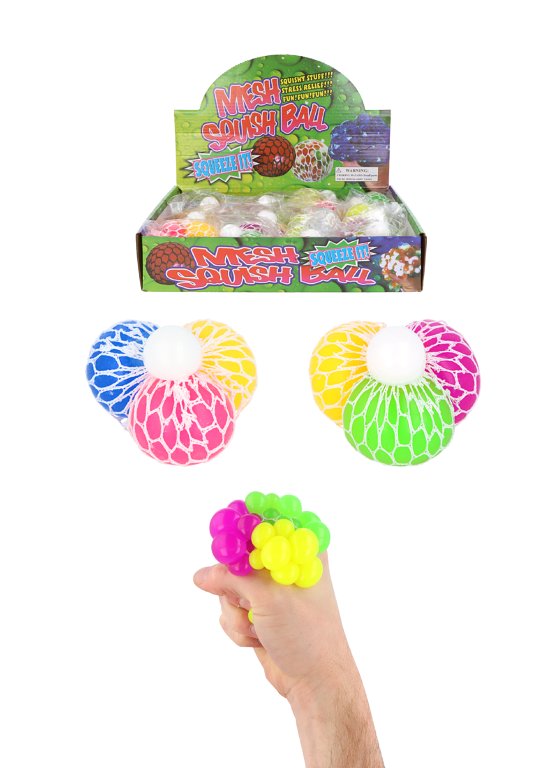 3-in-1 Squeeze Ball  in Mesh (6.5cm) Assorted Colours