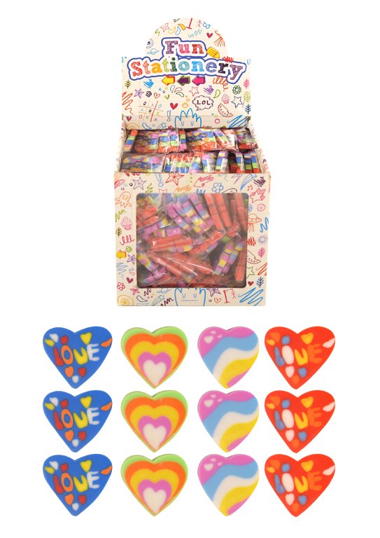 Heart Erasers (1.3x1.6cm) 4 Assorted Colours
