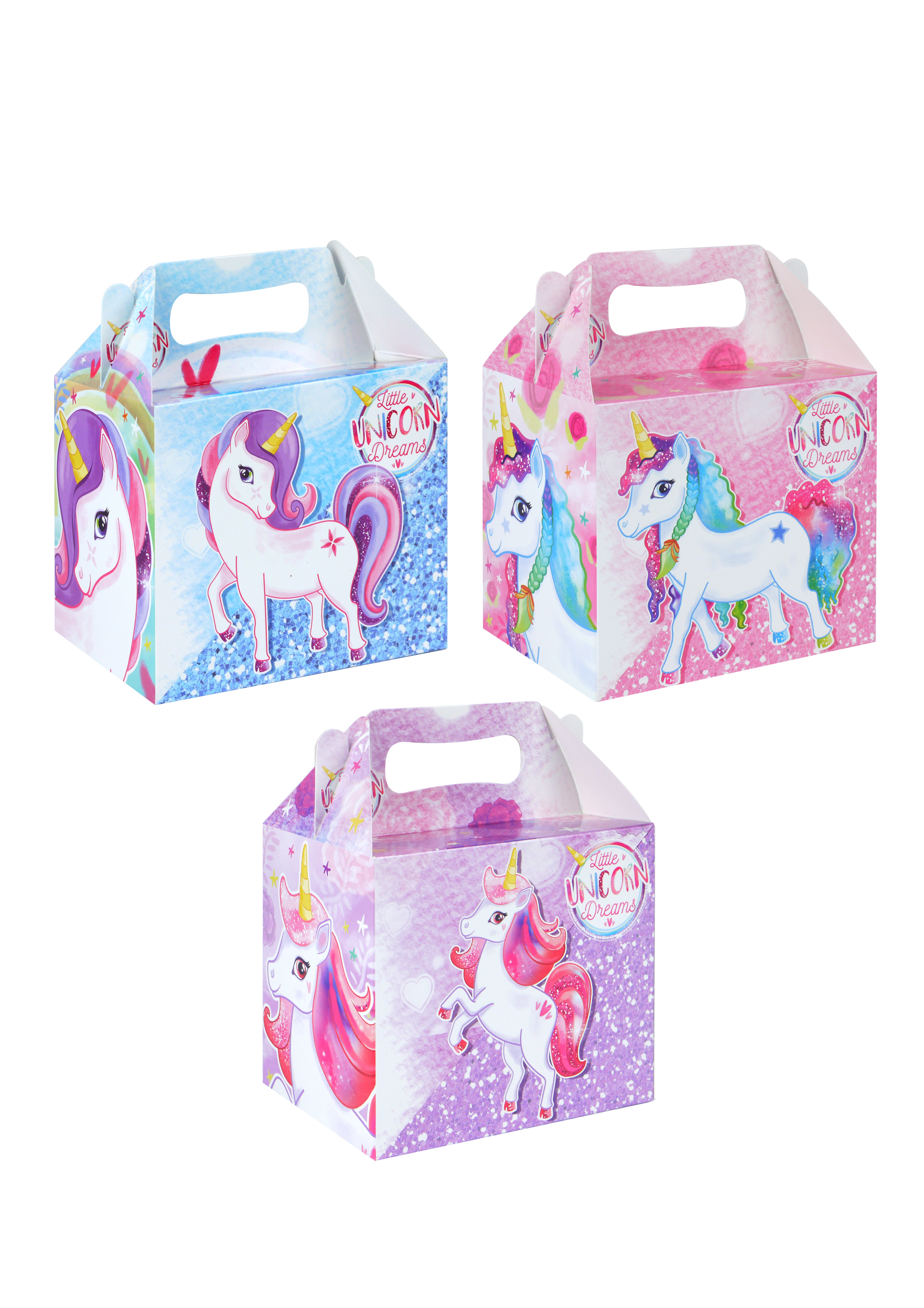 Unicorn Lunch Boxes (3 Assorted Designs) : Henbrandt Ltd