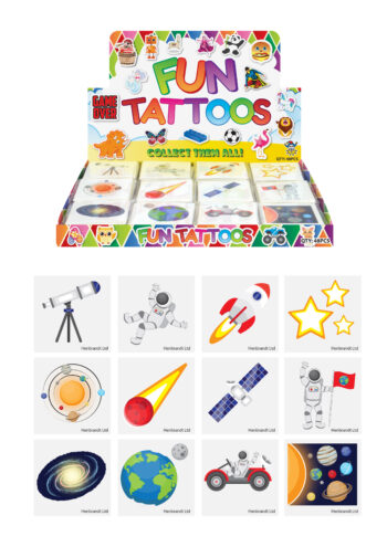 Mini Space Temporary Tattoos (4cm) 12 Piece Packs