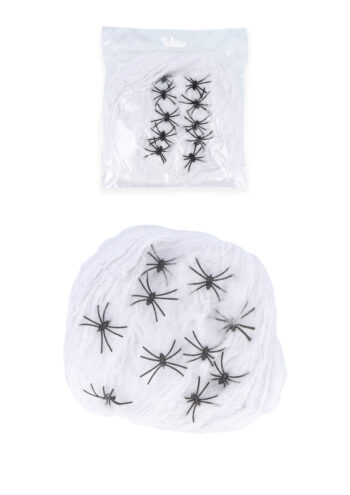 White Spider Web (60g) with 10 Plastic Spiders