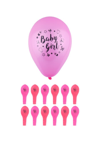Pink Baby Girl Balloons with Printed Detail (23cm)